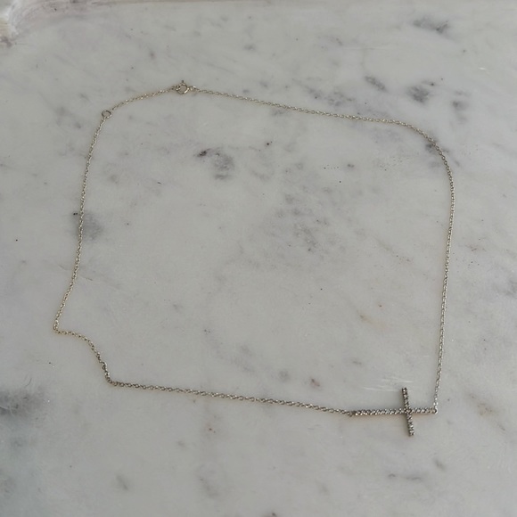 Blue Ruby Dainty Cross Necklace - Picture 7 of 10